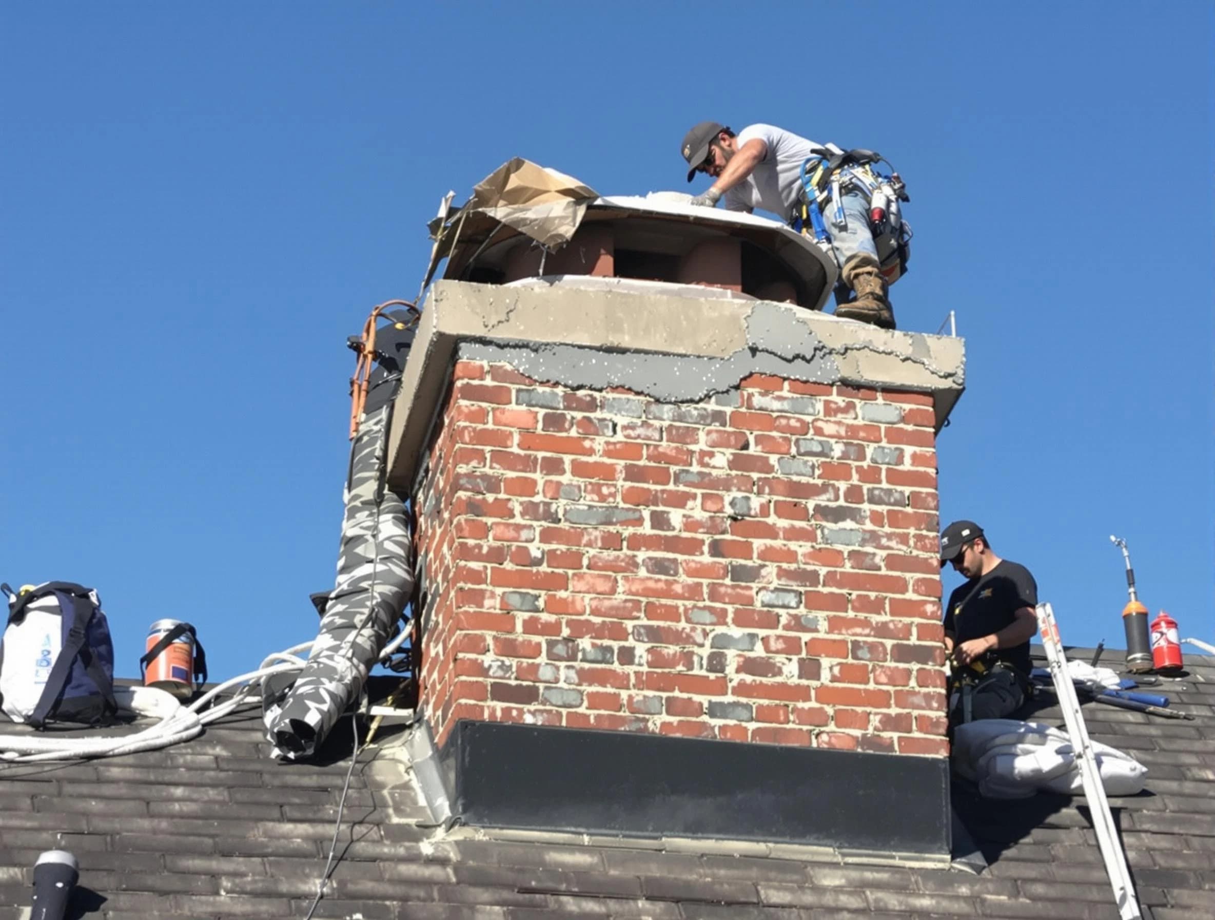 Maricopa Chimney Sweep installing a custom chimney crown in Maricopa, AZ