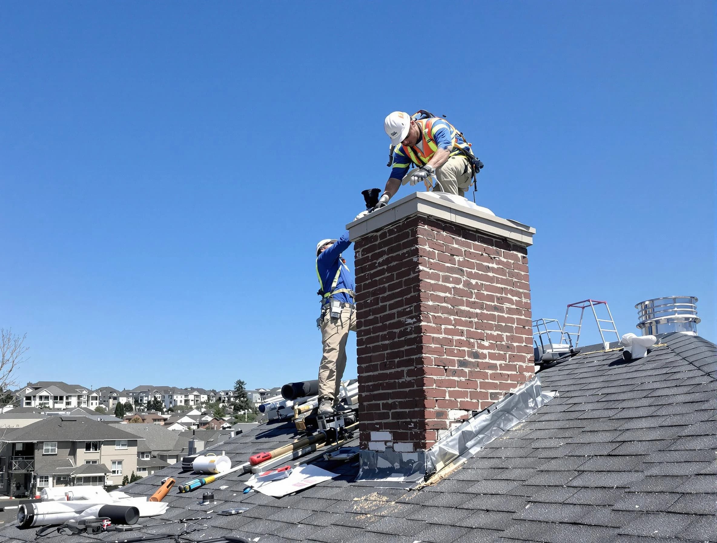 Maricopa Chimney Sweep repairing a chimney crown in Maricopa, AZ