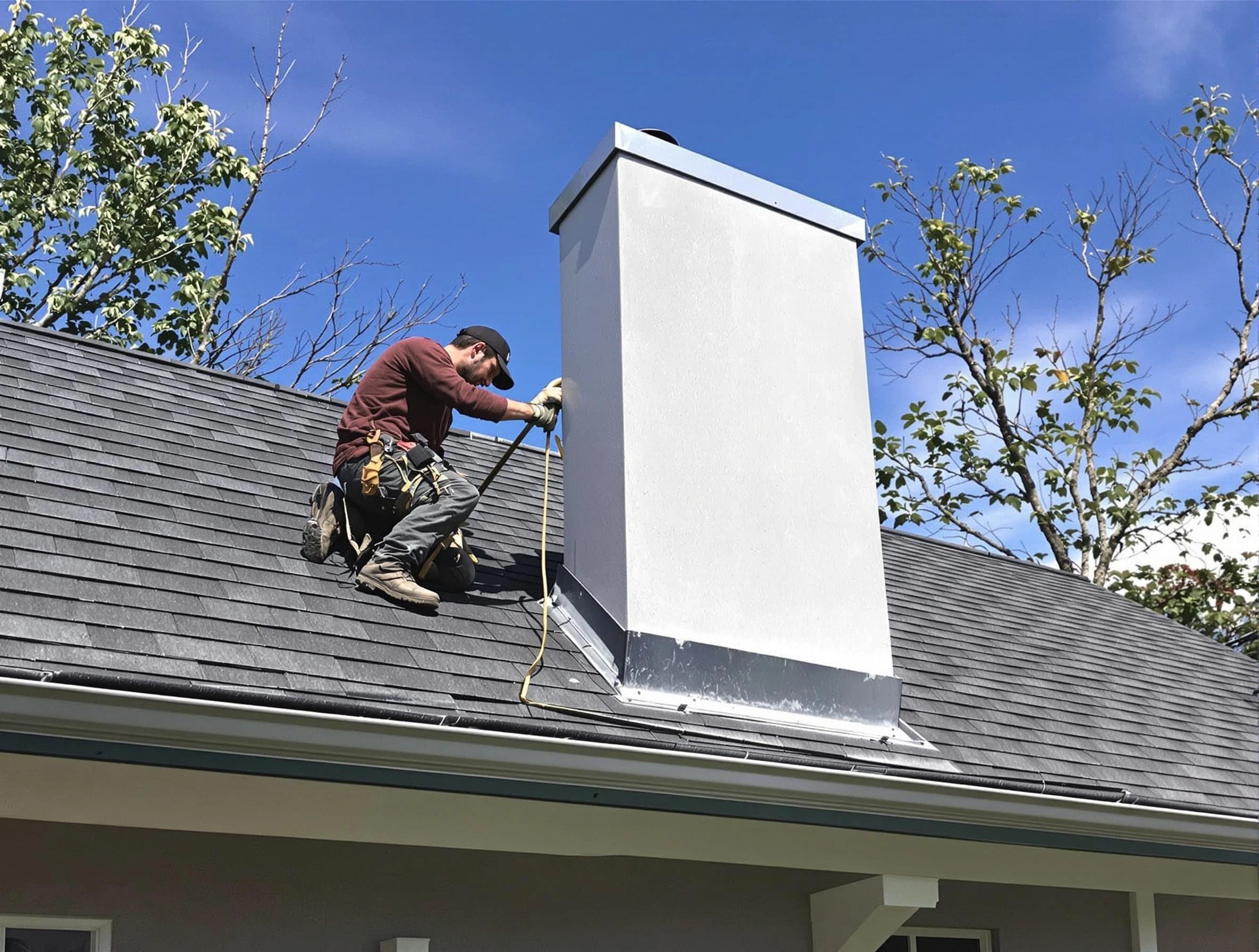 Maricopa Chimney Sweep team member finishing chimney construction in Maricopa, AZ