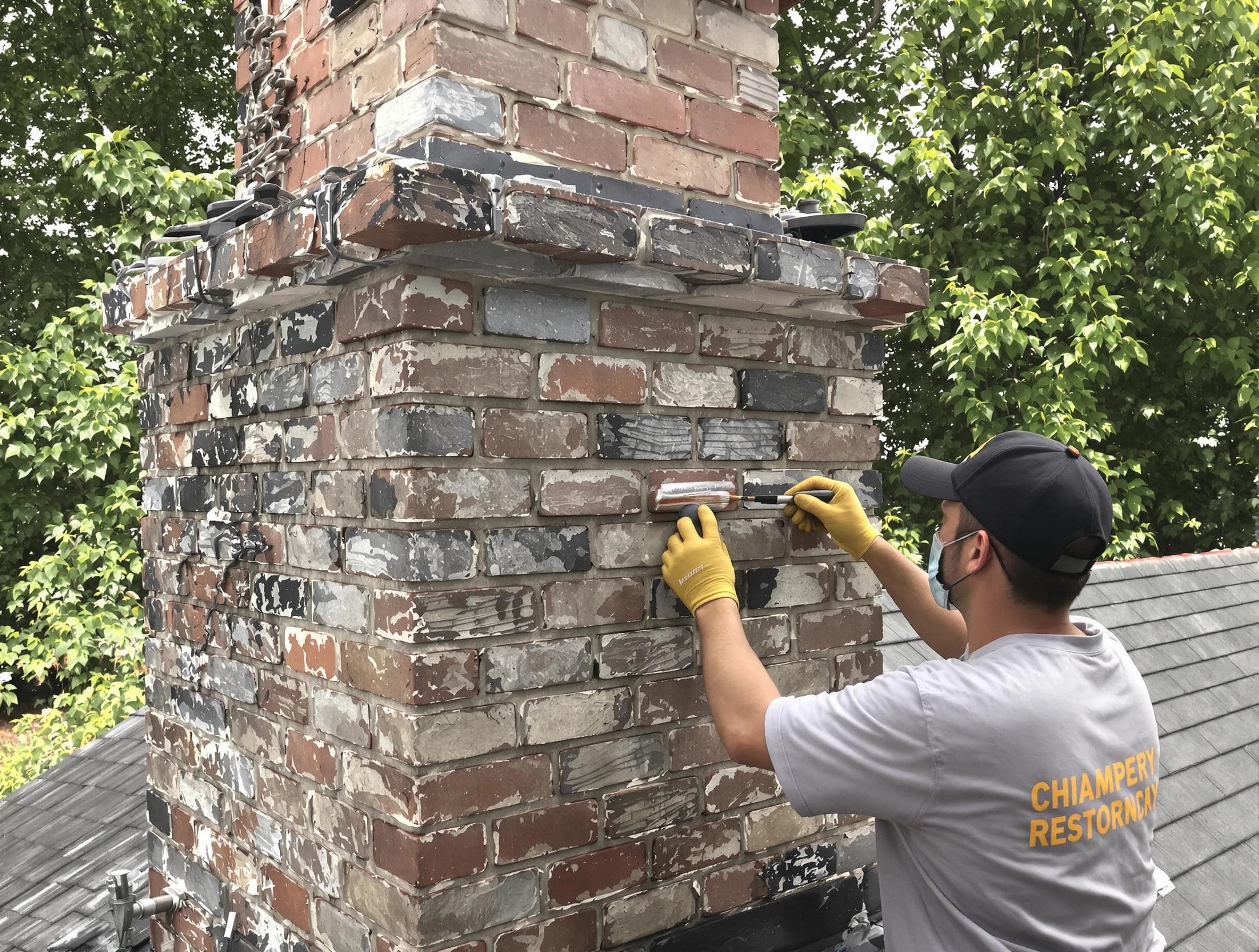 In-progress chimney restoration by Maricopa Chimney Sweep in Maricopa, AZ