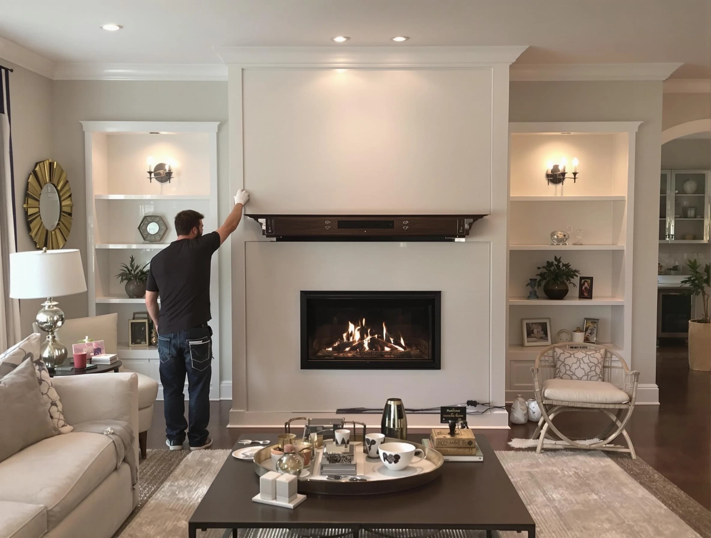 Maricopa Chimney Sweep installing a new fireplace in Maricopa, AZ