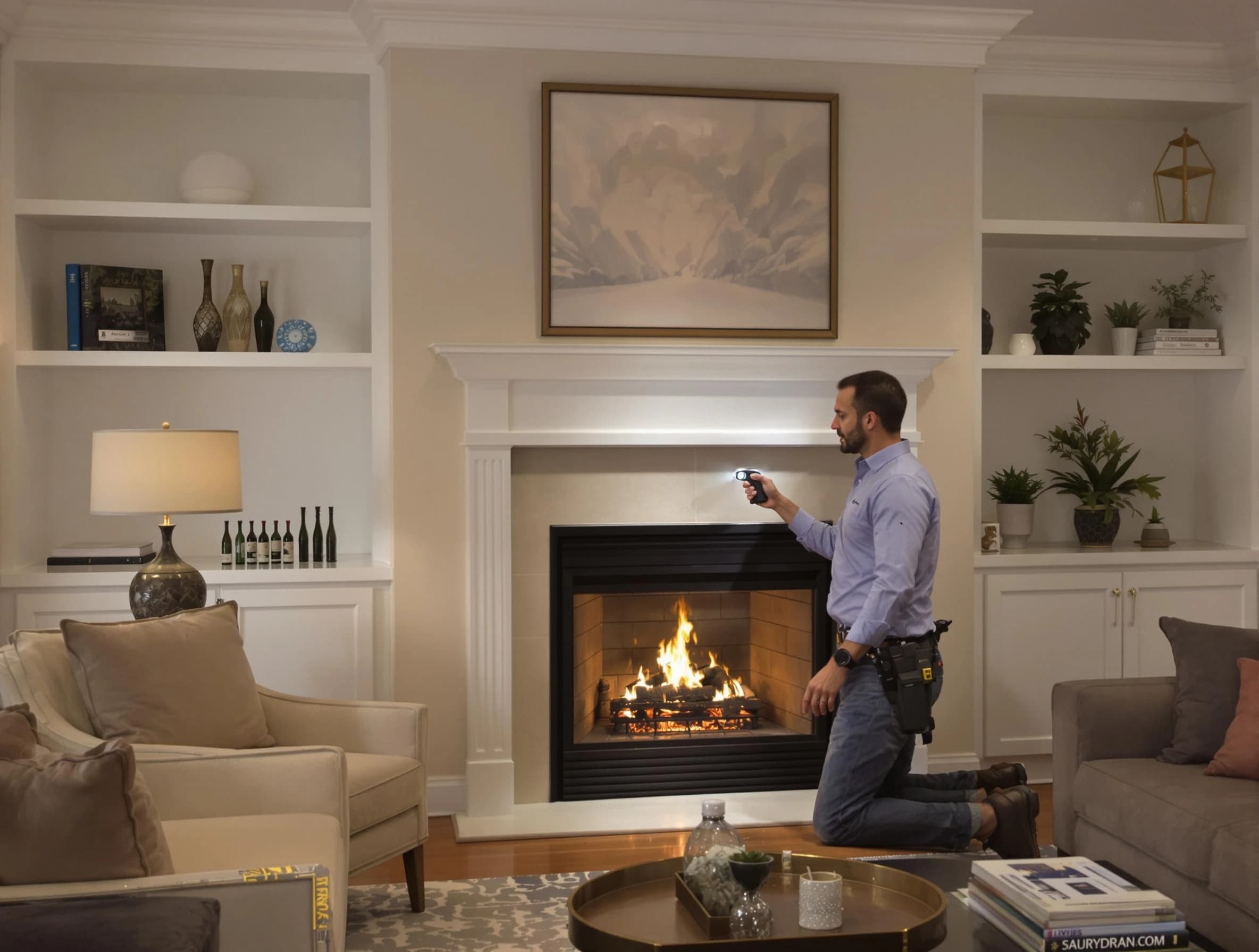 Maricopa Chimney Sweep conducting a fireplace safety inspection in Maricopa, AZ